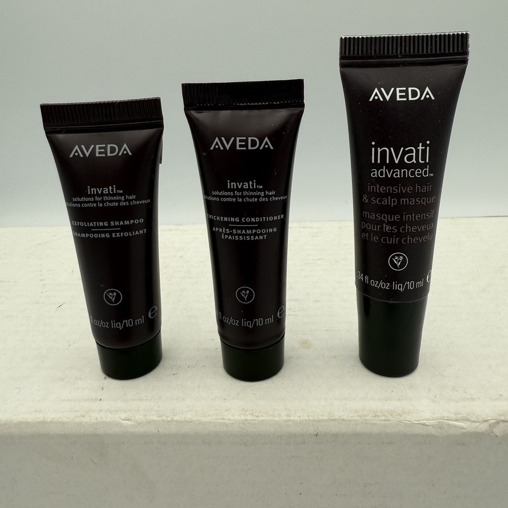 Aveda Invati Shampoo Conditioner Hair Mask Trio .34 Oz 10 ML Each Travel